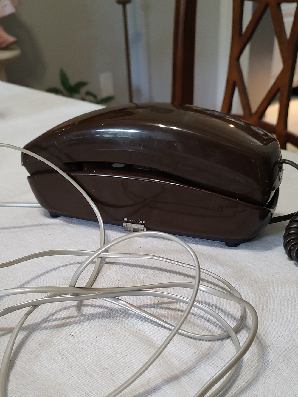 Vintage Chocolate Brown Trimline Style Push Button Phone